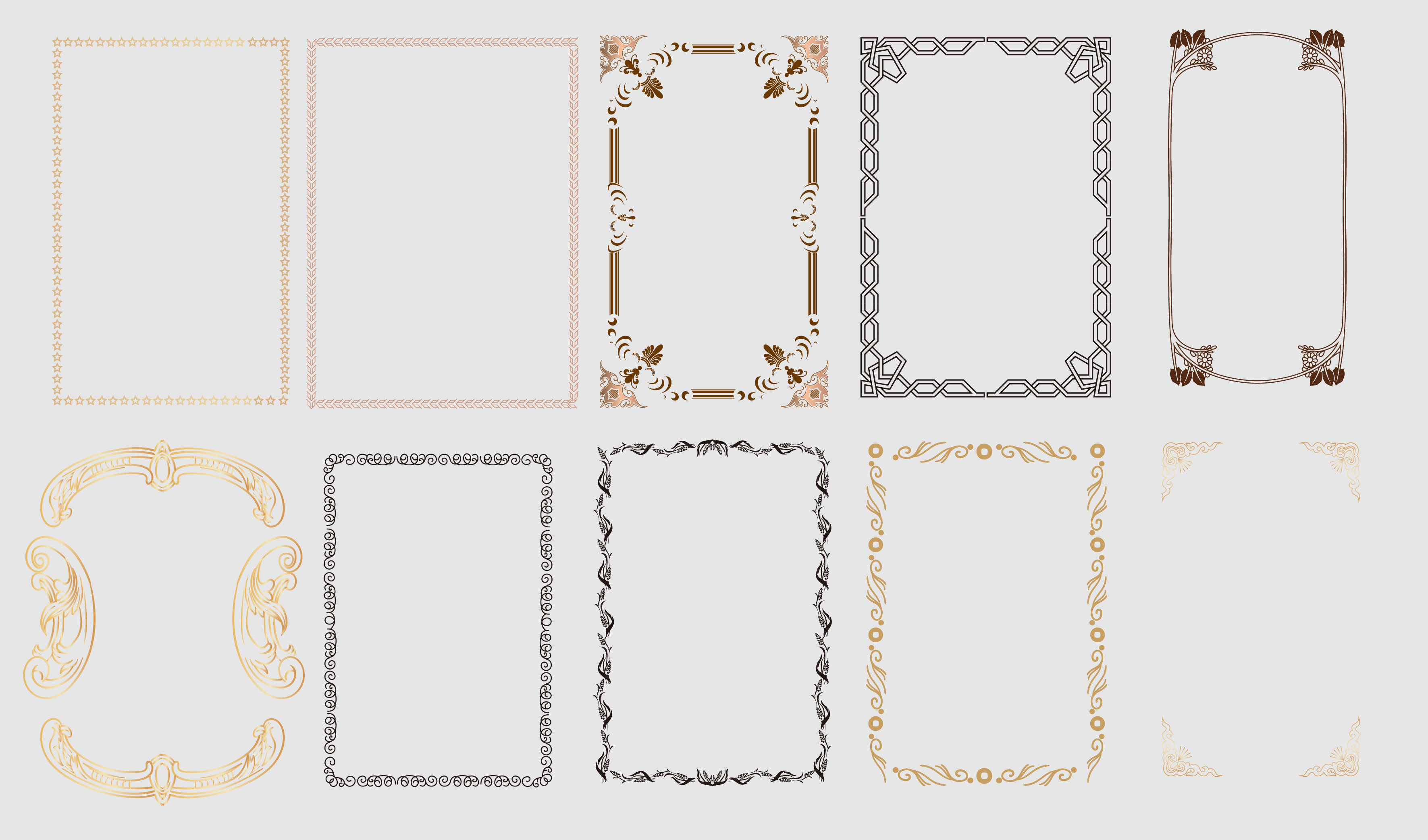 长方形边框传统矢量纹路